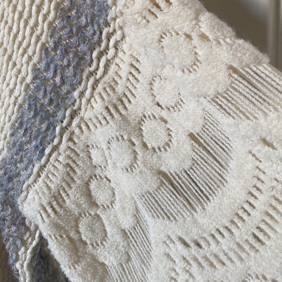 Anthropologie Rosanna Crochet Kimono Sweater Cream Grey Shawl Cardigan One Size - Picture 7 of 10
